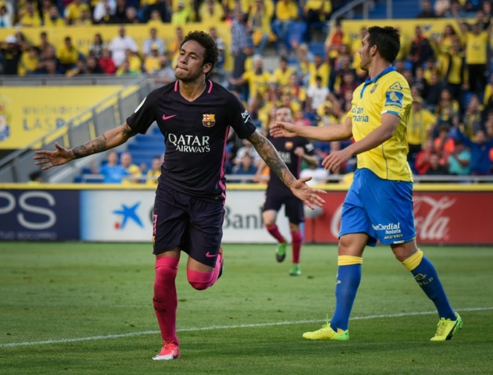 Neymar banged in a hat-trick at Las Palmas. AFP