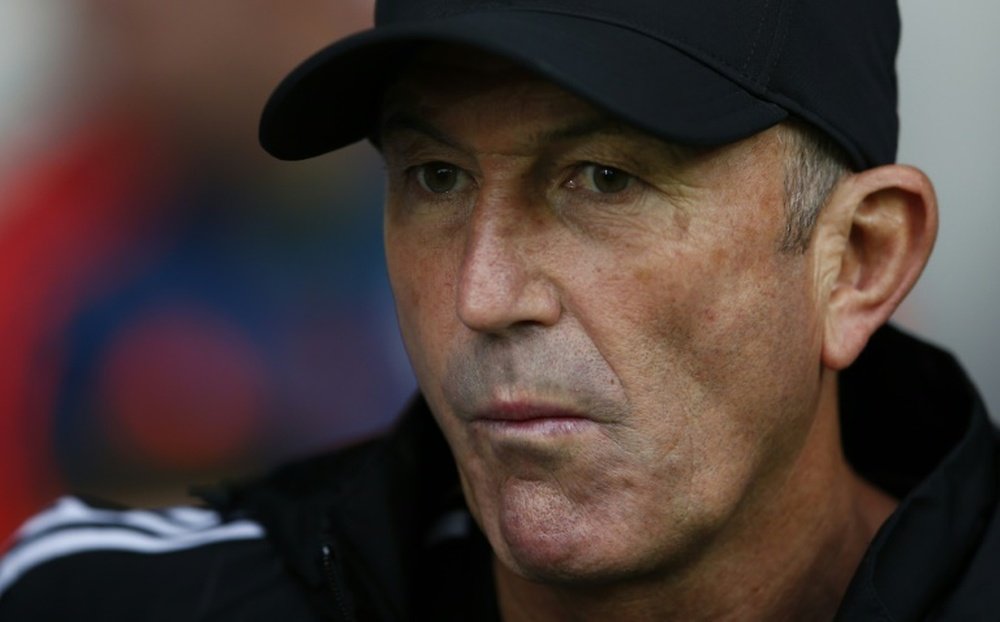 West Bromwich Albions Welsh Head Coach Tony Pulis looks on ahead of an English Premier League football match in West Bromwich, central England on August 23, 2015
