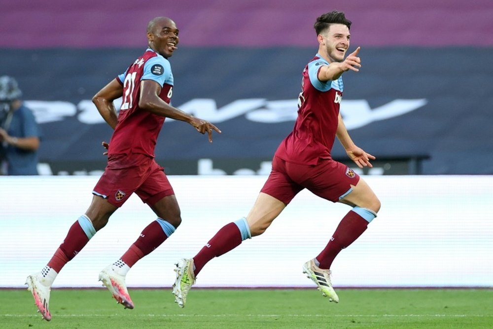 West Ham midfielder Declan Rice could be targeted by Chelsea once again. AFP