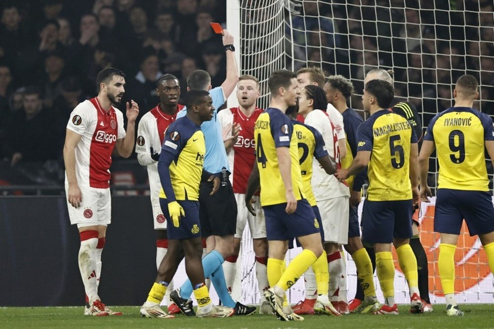Ajax captain Davy Klaassen was dismissed in the 25th minute. AFP