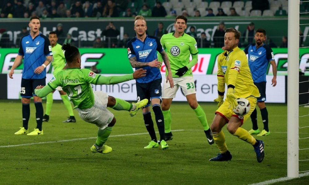 Wolfsburg's Daniel Didavi scores his team's second goal against Hoffenheim. AFP
