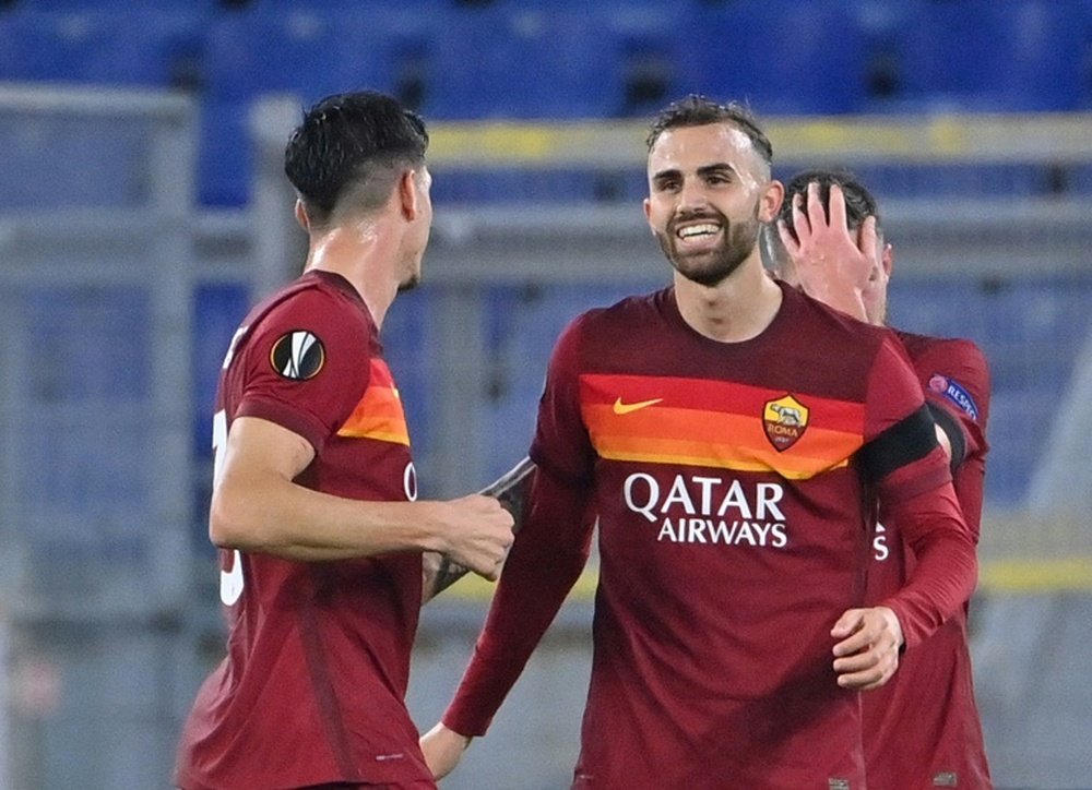 Borja Mayoral scored his frst goals for Roma against Cluj. AFP