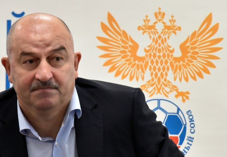 Newly appointed Russian football coach Stanislav Cherchesov leaves a press conference in Moscow on August 11, 2016