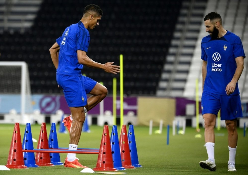 Varane and Benzema in the medical room. AFP