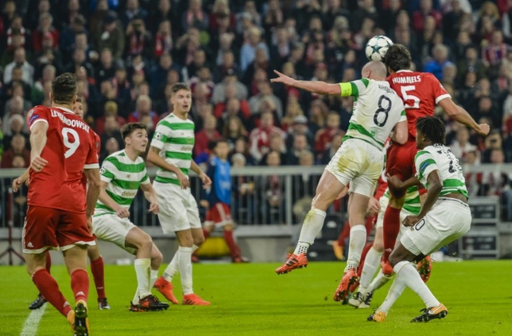 Hummels scores Bayern's third goal in their Champions League match against Celtic. AFP