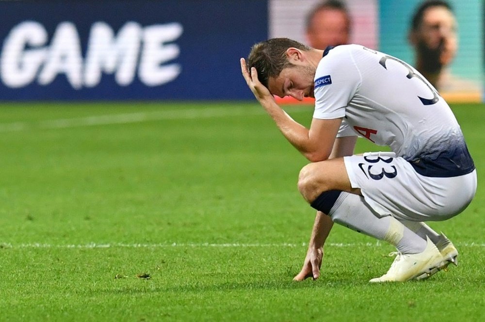 Tottenham's Ben Davies after their stoppage time defeat by Inter Milan. AFP