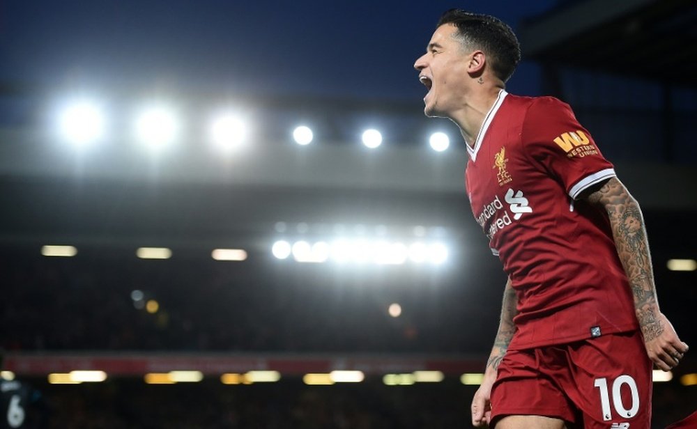 Coutinho sigue rompiendo récords en Merseyside. AFP