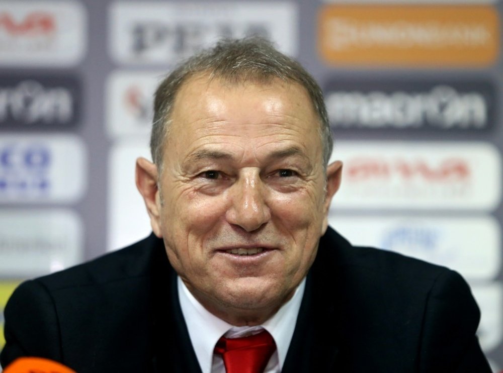 Albanias football team coach Gianni de Biasi during a press conference in Tirana on May 21, 2016