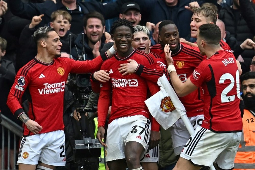 Garnacho, Mazraoui and Amad are all back in traning for United. AFP