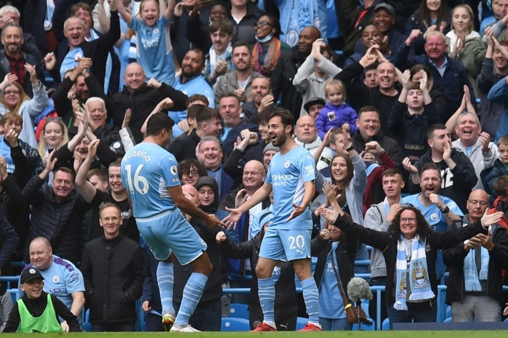 Manchester City brilha e goleia um valente Brighton. AFP
