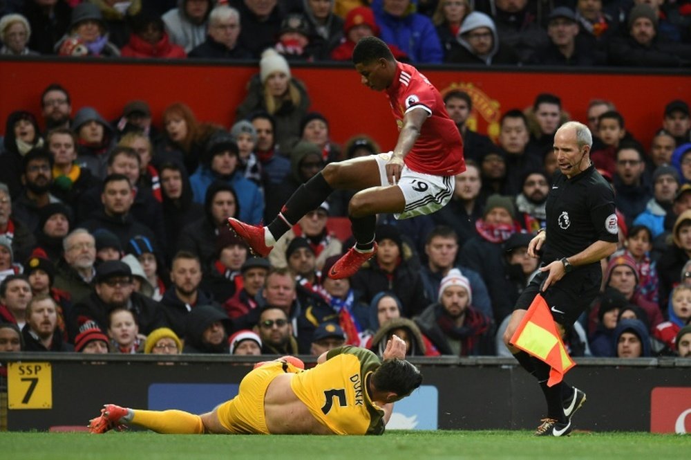 Thanks to a cool brace, Rashford was the hero of Old Trafford on derby day. AFP