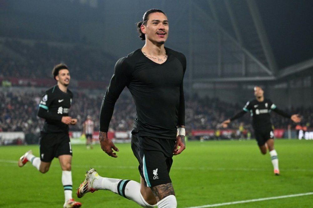 Liverpool's Darwin Nunez scored a brace to win the game at Brentford. AFP