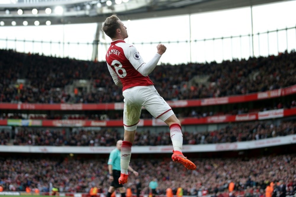 Ramsey has become a legend at Arsenal, but his future with the club is uncertain. AFP