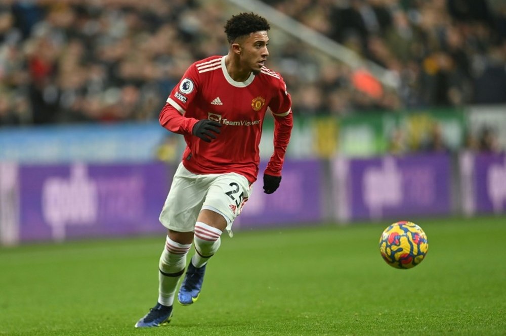 Jadon Sancho is unhappy with his playing time at United. AFP