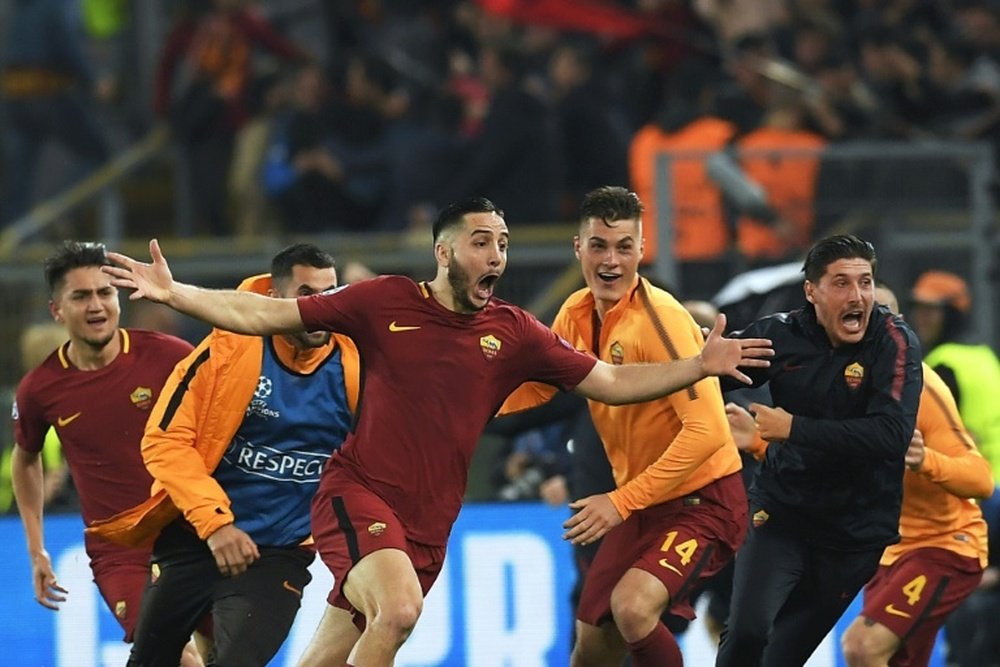 Manolas' late header sparked incredible scenes at the Stadio Olimpico. AFP