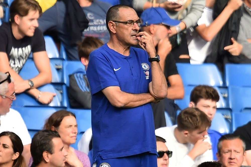 Maurizio Sarri's Chelsea were forced to remain in Greece for an extra day. AFP