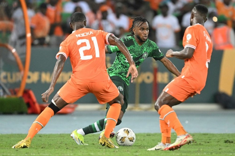 Ademola Lookman face à la Côte d'Ivoire. AFP