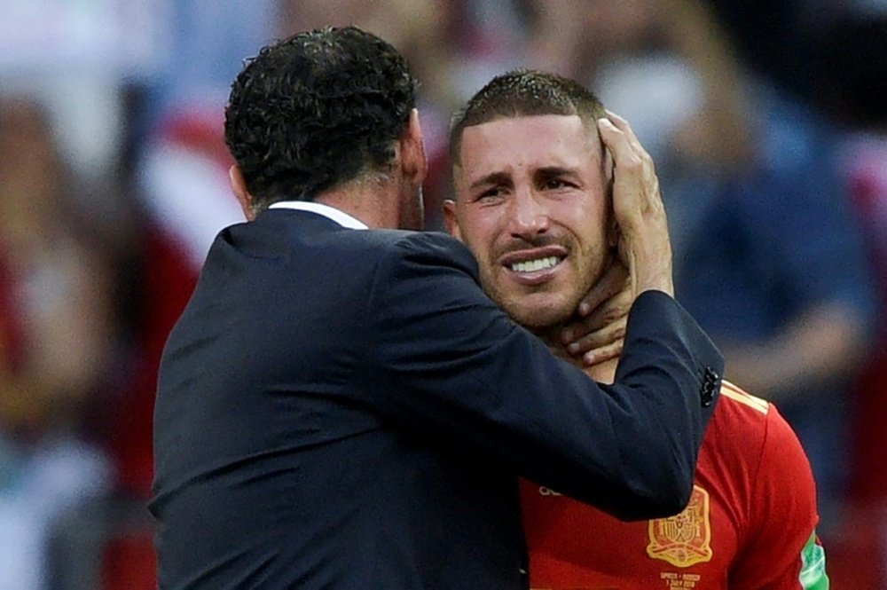 Ramos was emotional after Spain exited the World Cup to Russia on Sunday. AFP