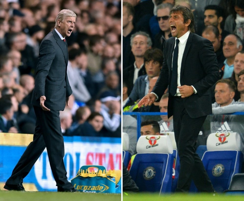 Conte and Wenger will go head-to-head at Stamford Bridge. AFP