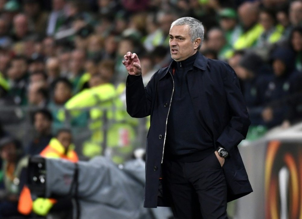 Manchester Uniteds manager Jose Mourinho pictured during their Europa League match. AFP