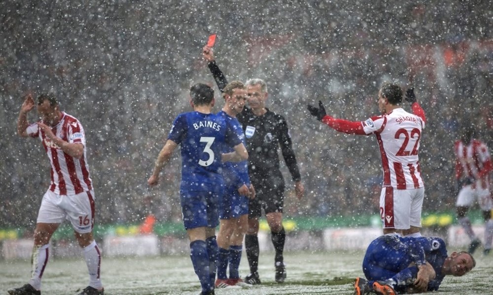 Adam was sent off in the first half. AFP