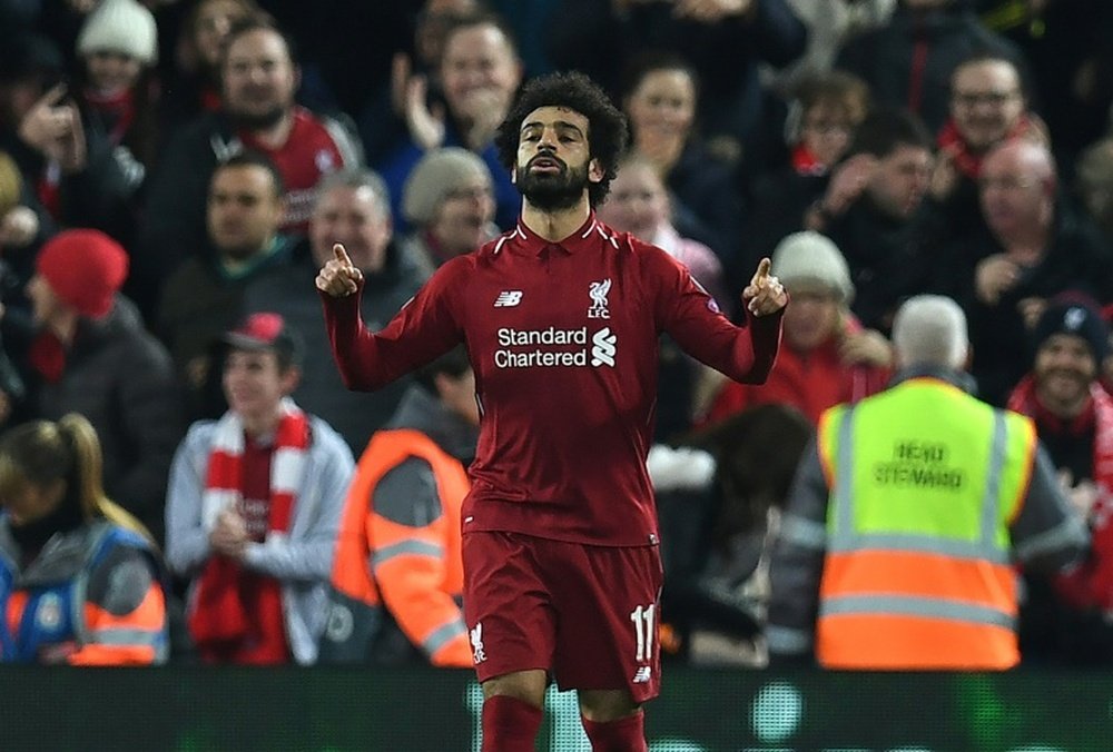 Mo Salah scored the only goal of the game as Liverpool beat Napoli in the Champions League. AFP