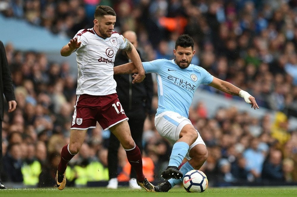 Aguero in action against Burnley. AFP