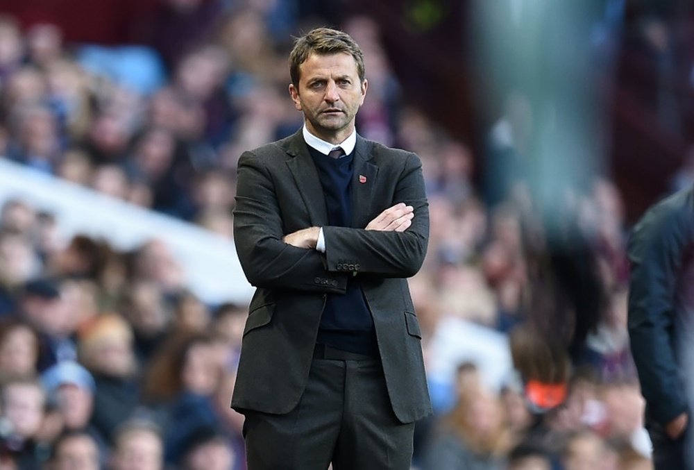 Aston Villas English manager Tim Sherwood reacts after his team conceded their second goal during the English Premier League football match between Aston Villa and Swansea City at Villa Park in Birmingham, central England on October 24, 2015