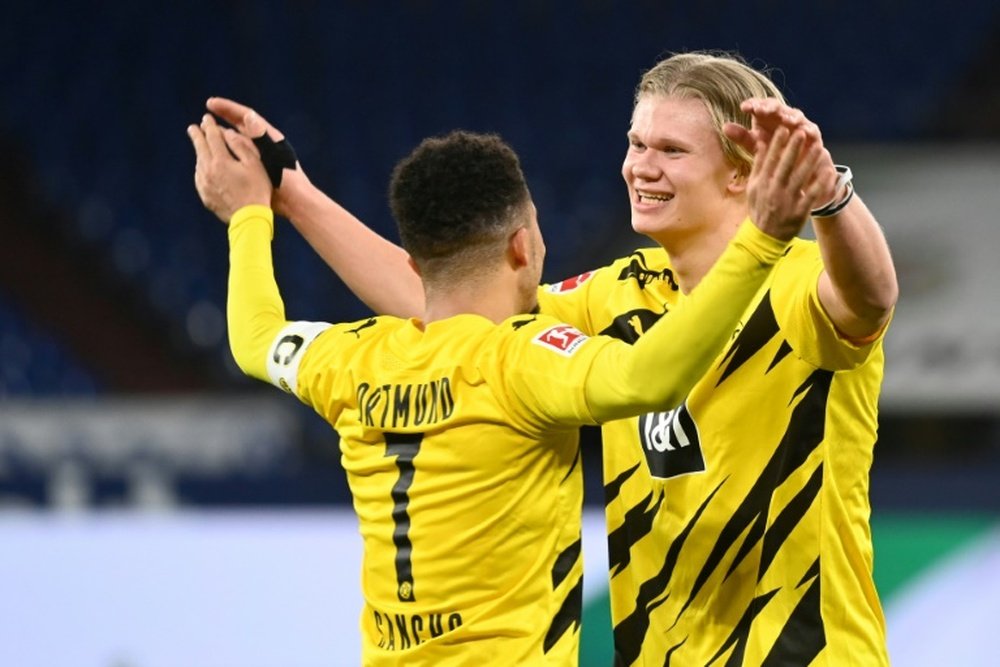 Jadon Sancho y Haaland, protagonistas y jóvenes. AFP