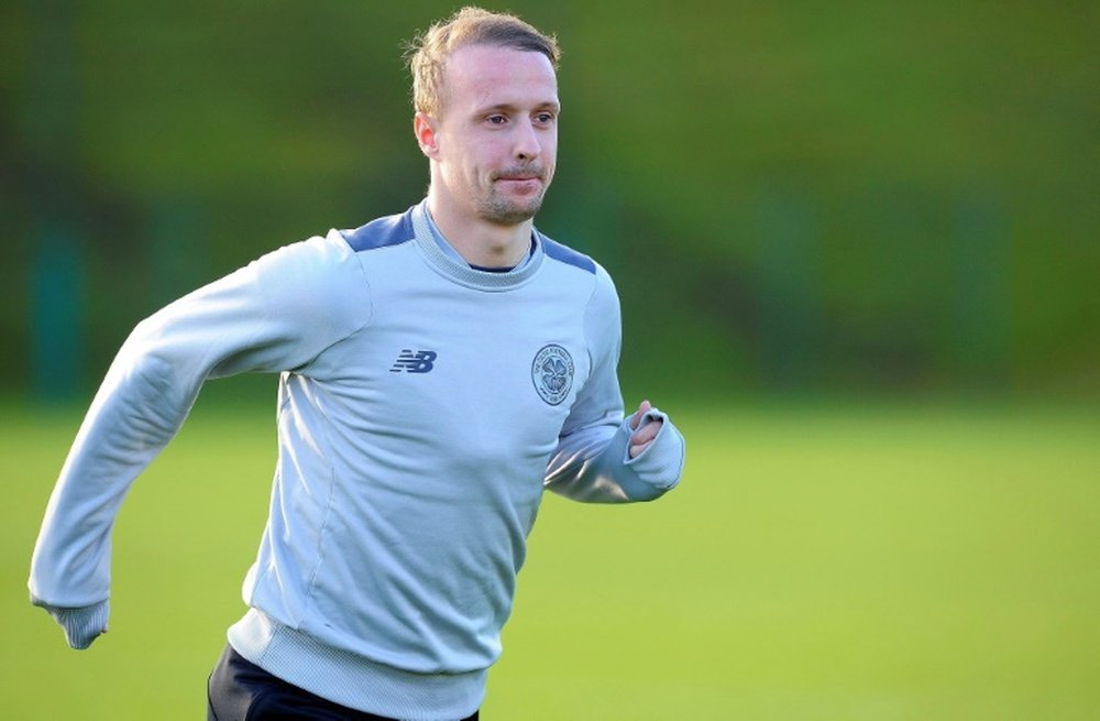 Leigh Griffiths struck twice as Celtic made a flying start to the new campaign. AFP