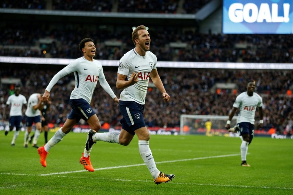 Kane scored twice during Spurs' 4-1 victory over Liverpool at Wembley. AFP