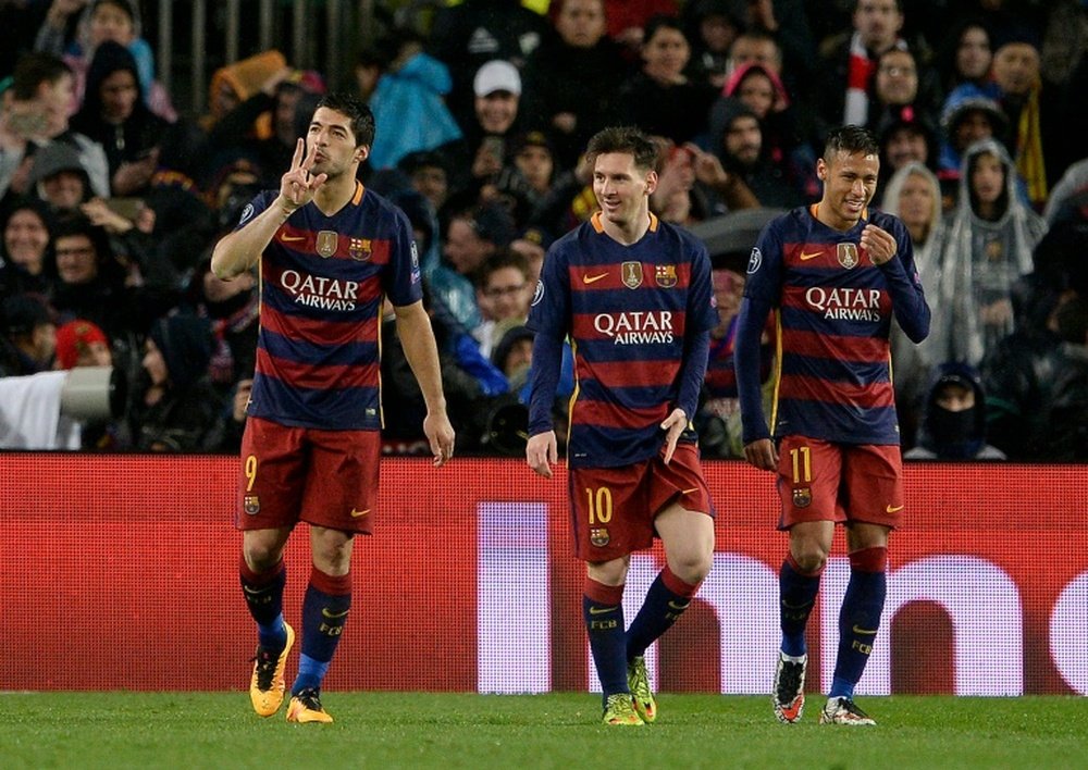 Le trio du Barça a marqué 10 buts face au PSG en 2014-2015. AFP