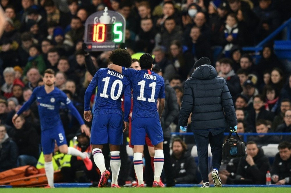 Pedro se despide del Chelsea. AFP