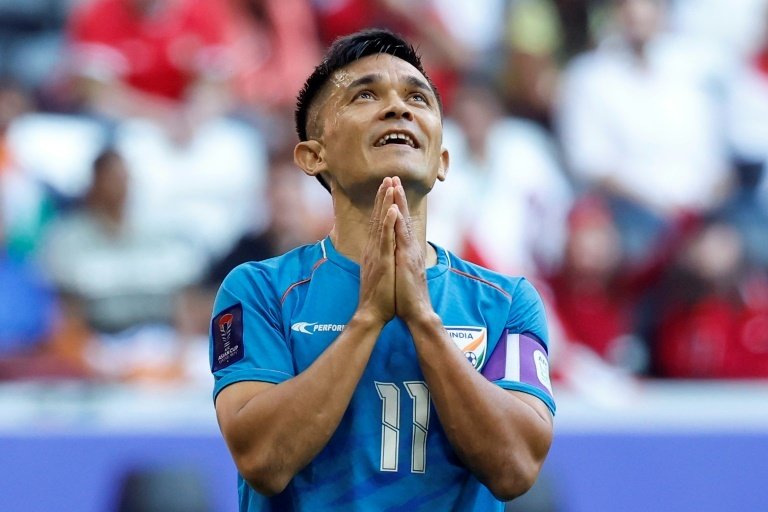 India's Chhetri waved goodbye to football as the fourth highest International goalscorer ever. AFP