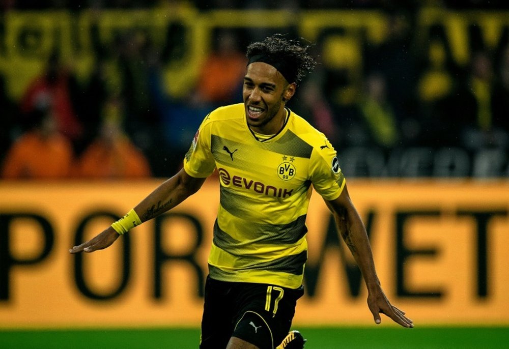 Bosz is certain that Aubameyang is happy at Borussia Dortmund. AFP