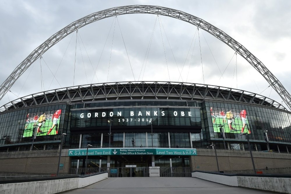 O estadio de Wembley é um dos concorrentes para sediar a final da Liga dos Campeões em 2023. AFP