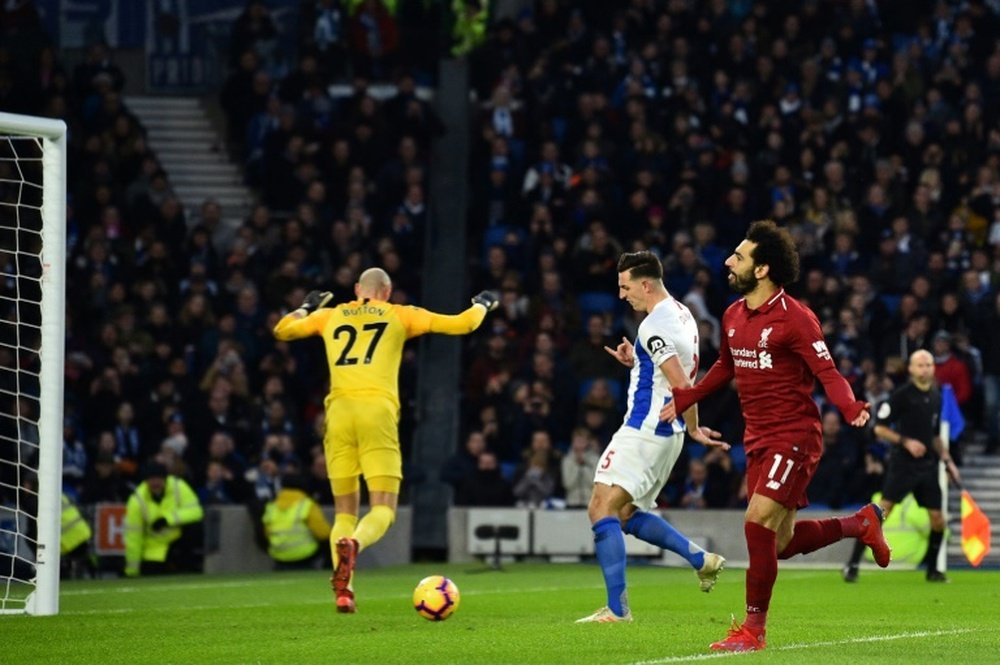 Salah marcou o único gol da partida. AFP