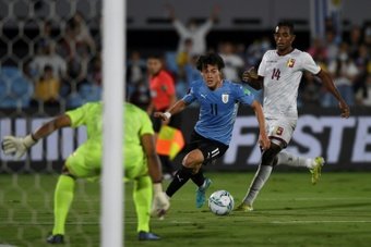 Pellistri tuvo minutos con Uruguay ante Irán. AFP