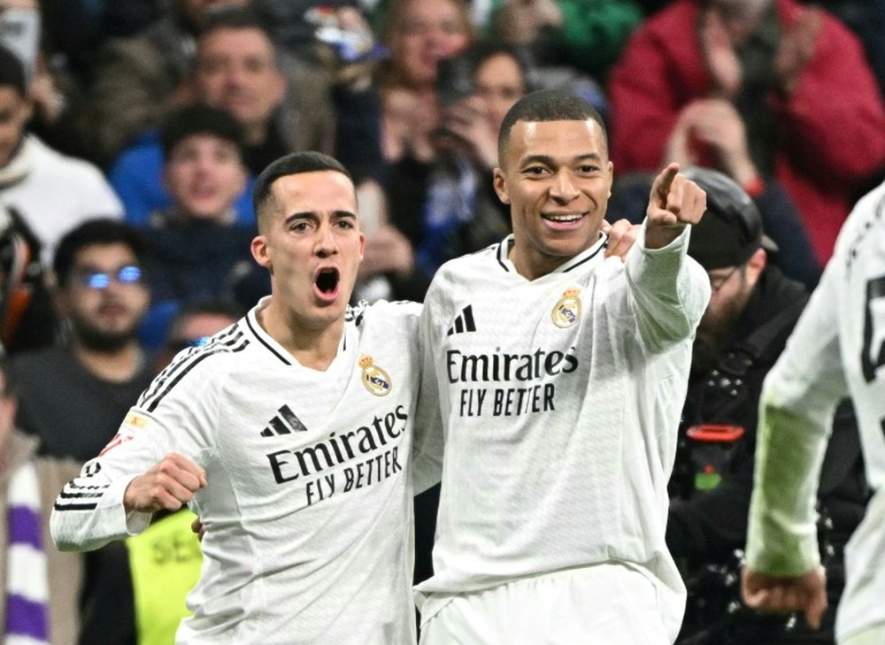 Kylian Mbappe scored Madrid's third goal in the rout of Las Palmas. AFP