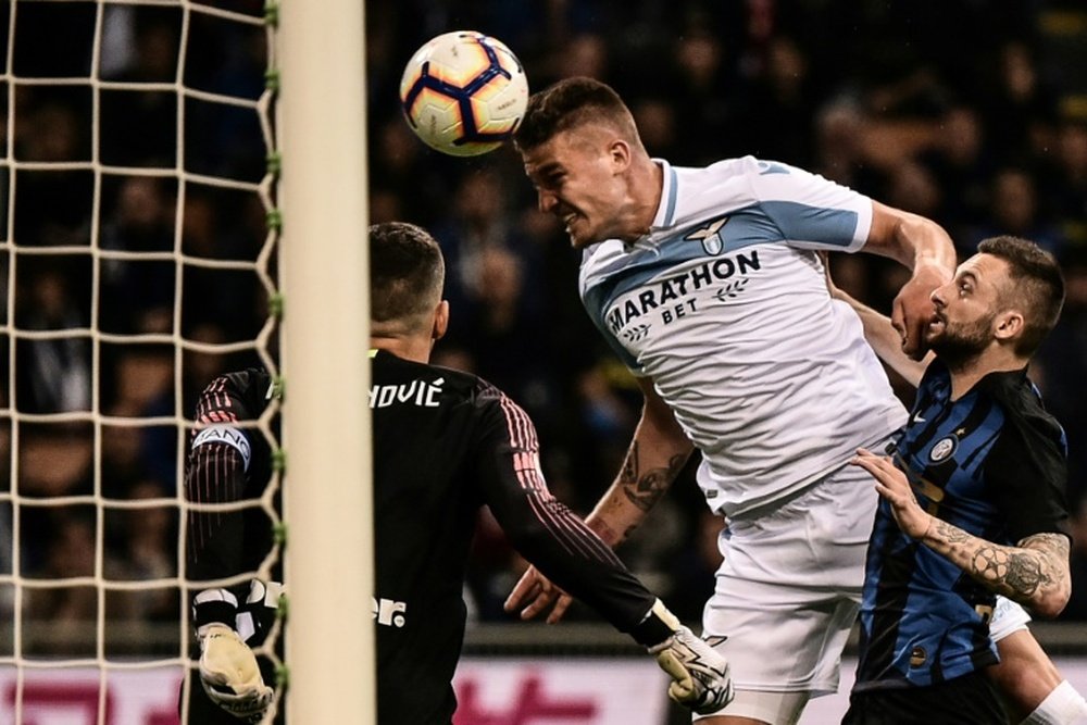 Lazio's Serbian midfielder Sergej Milinkovic-Savic nodded in the winner in the San Siro