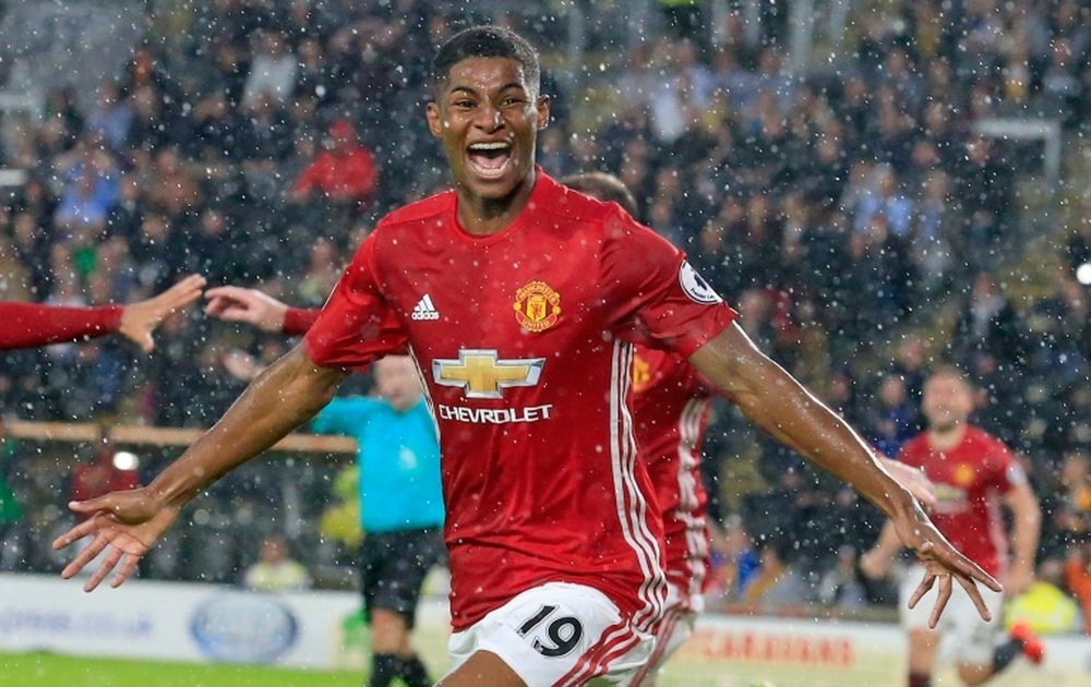 Manchester Uniteds English striker Marcus Rashford will turn 19 at the end of October. AFP