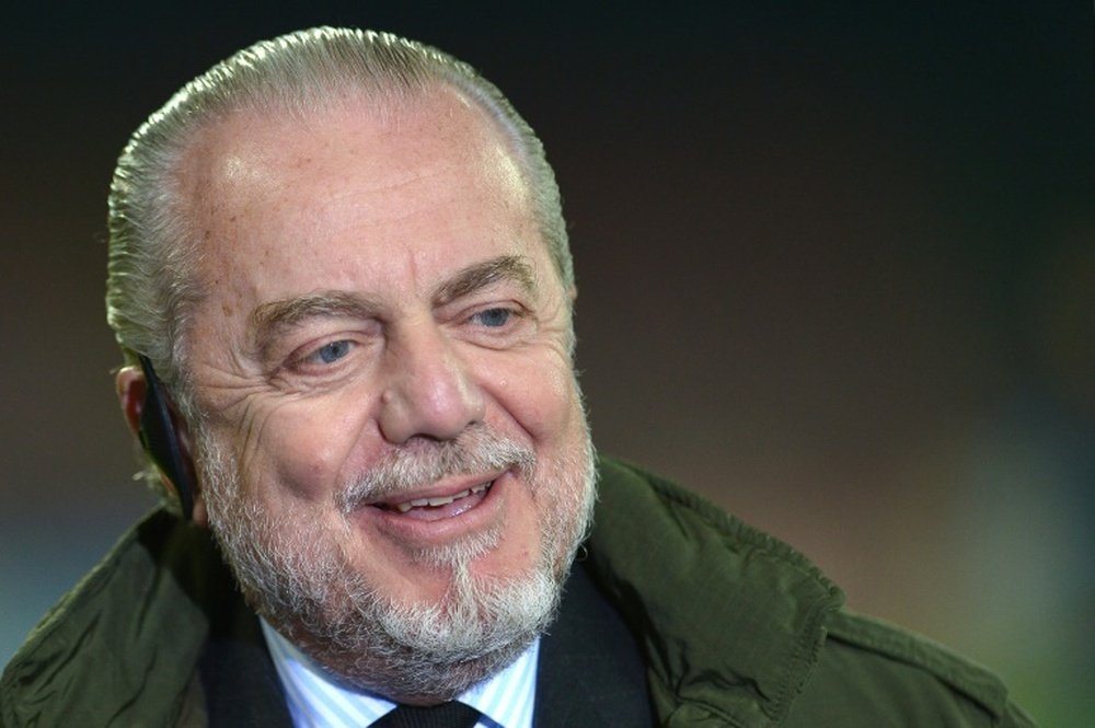 Italian film producer and President of the Napoli, Aurelio De Laurentiis at the San Paolo Stadium in Naples on December 11, 2013