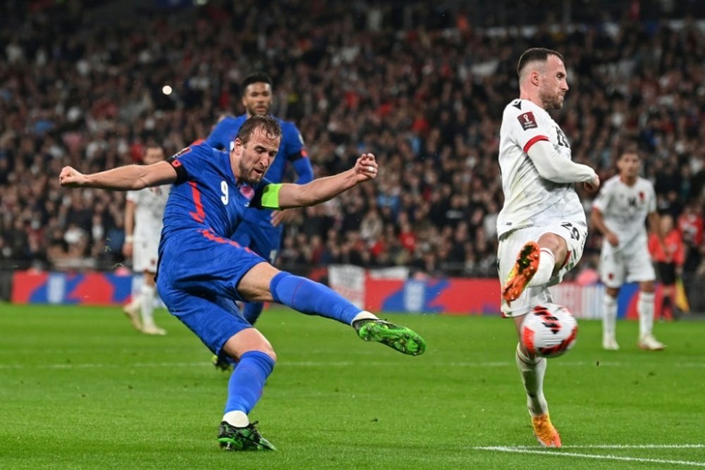 Harry Kane a nove golos do recorde de Rooney.AFP