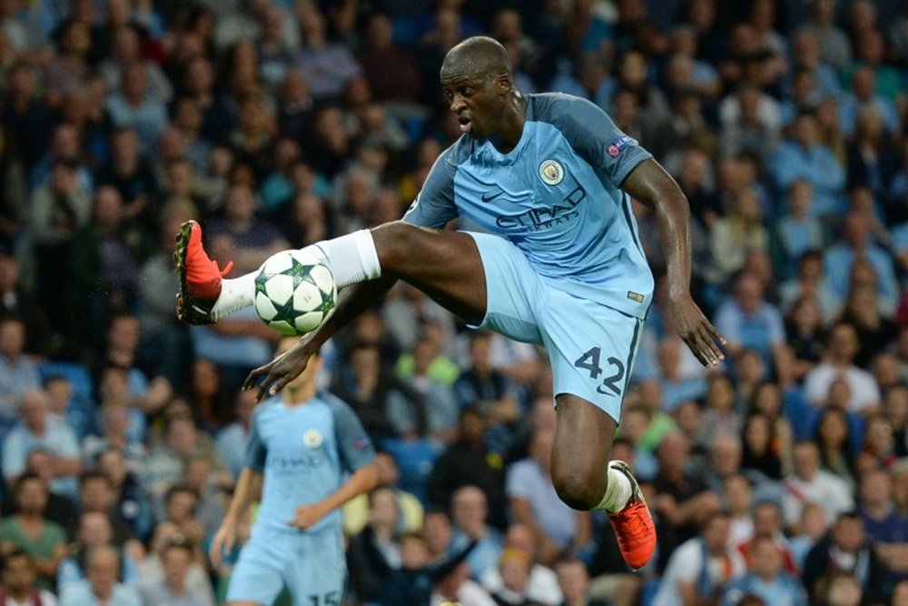 Manchester Citys Ivorian midfielder and captain Yaya Toure controls the ball during the UEFA Champions league second leg play-off football match between Manchester City and Steaua Bucharest on August 24, 2016