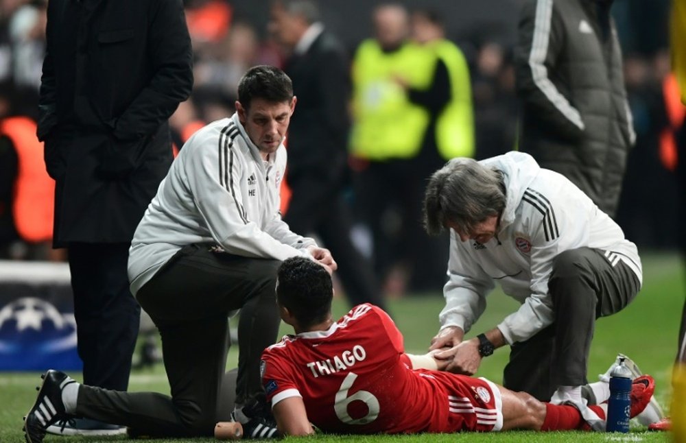 Thiago was forced off the pitch in the first half of Bayern's Besiktas tie. AFP