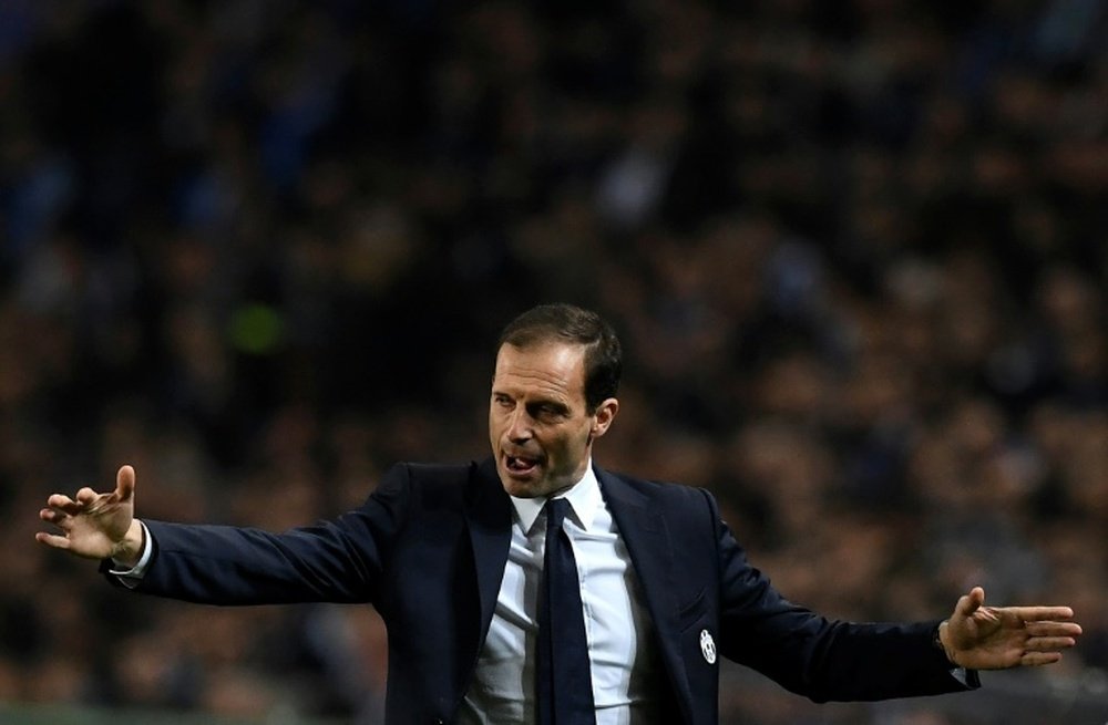 Juventus coach Massimiliano Allegri pictured on the sidelines during his sides Champions League.AFP