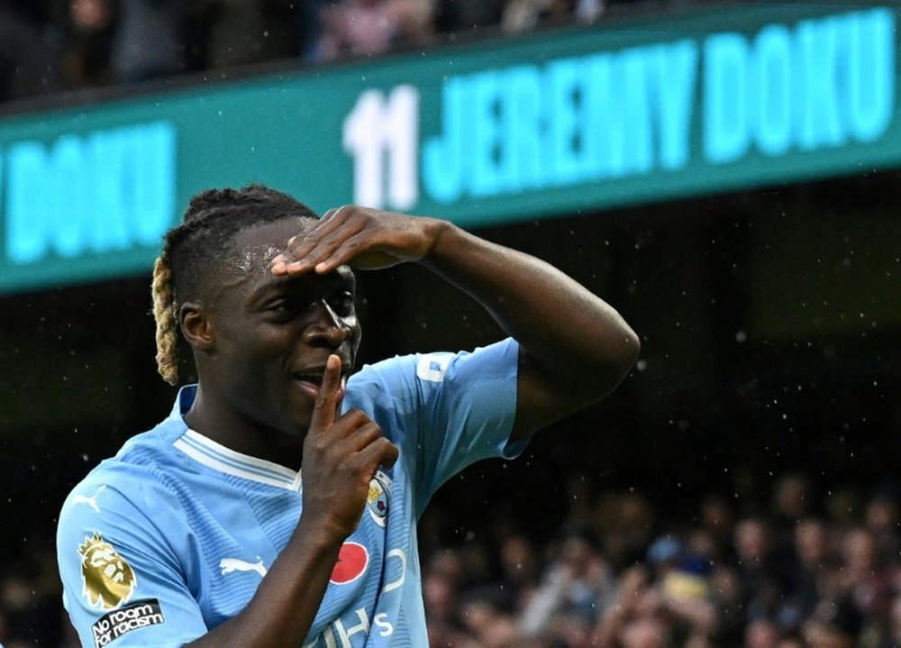 Jeremy Doku stole the show against Bournemouth with one goal and four assists. AFP