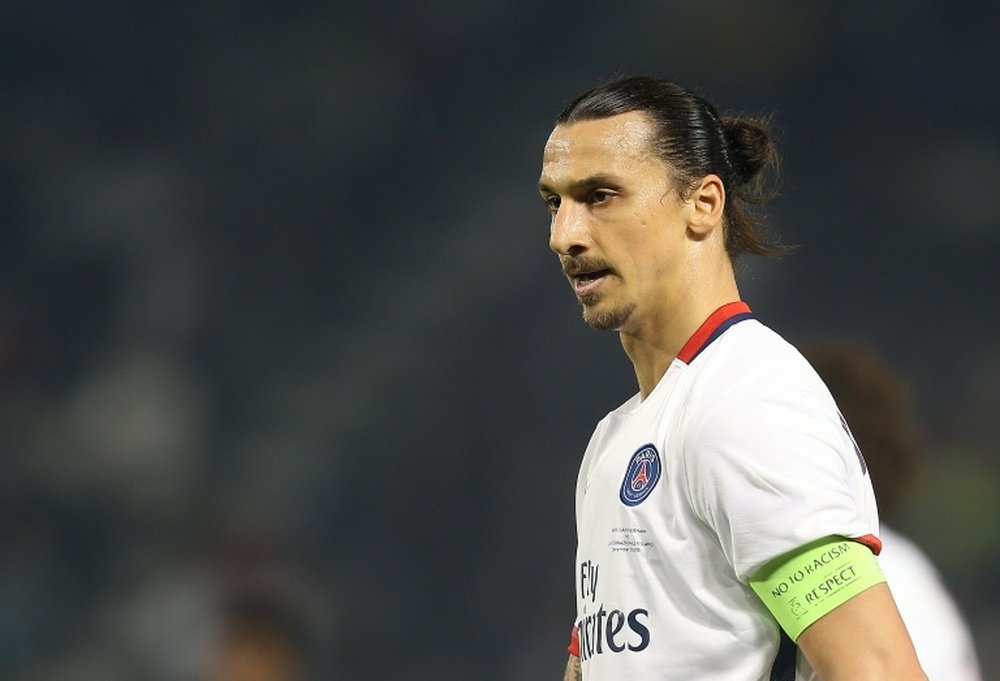 Paris Saint-Germains forward Zlatan Ibrahimovic looks on during the friendly football match between PSG and Inter Milan at Jassim Bin Hamad Stadium in the Qatari capital Doha, on December 30, 2015