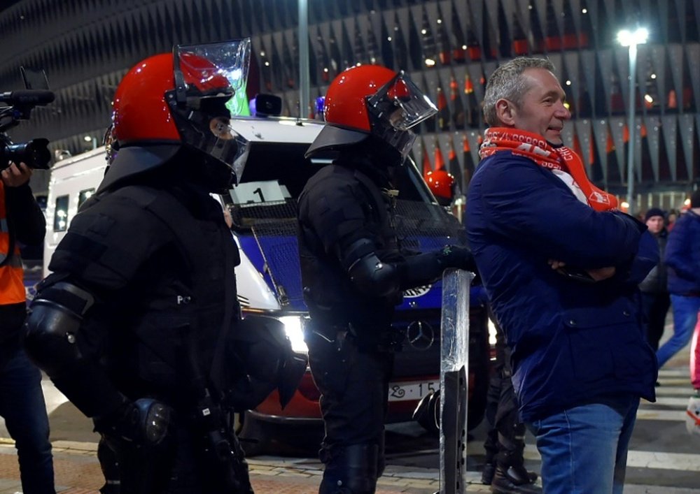 Although most Spartak fans caused no trouble, a group of them battled with the police in Blibao. AFP