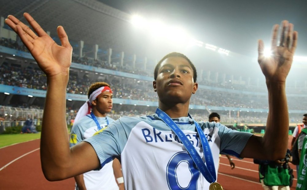 Le Soulier d'Or du dernier mondial U17, Rhian Brewster. AFP/Archives